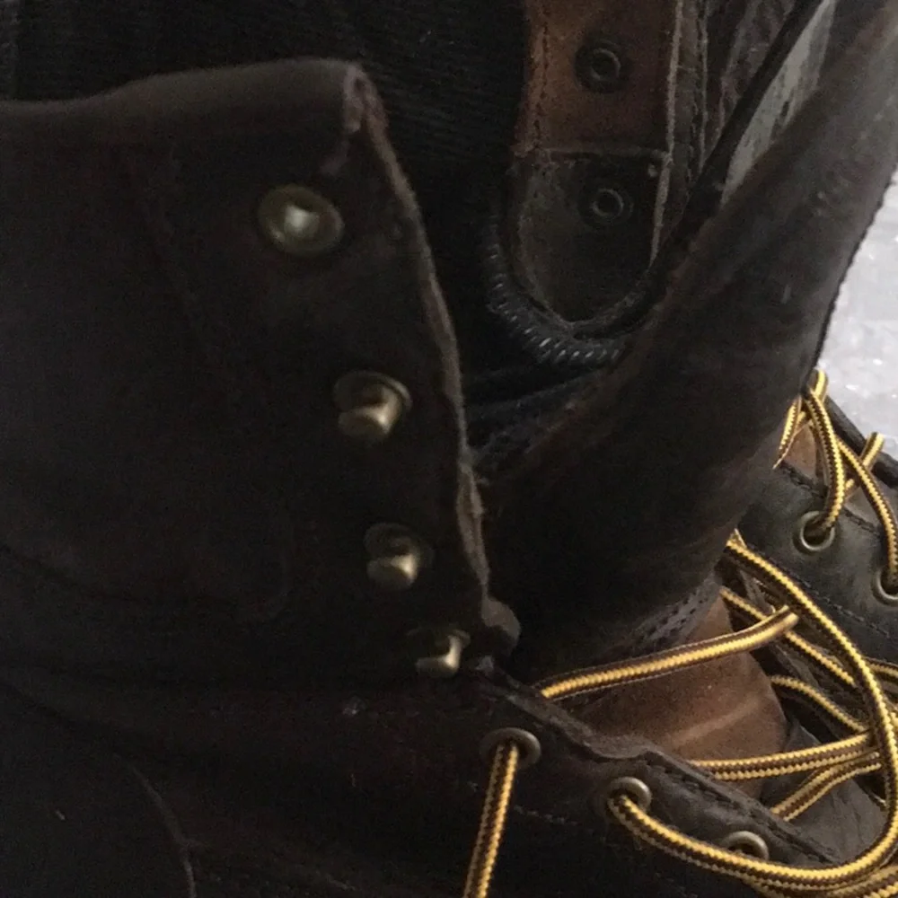 Men’s Georgia Boot  Brown Leather Work Boots with Yellow Laces